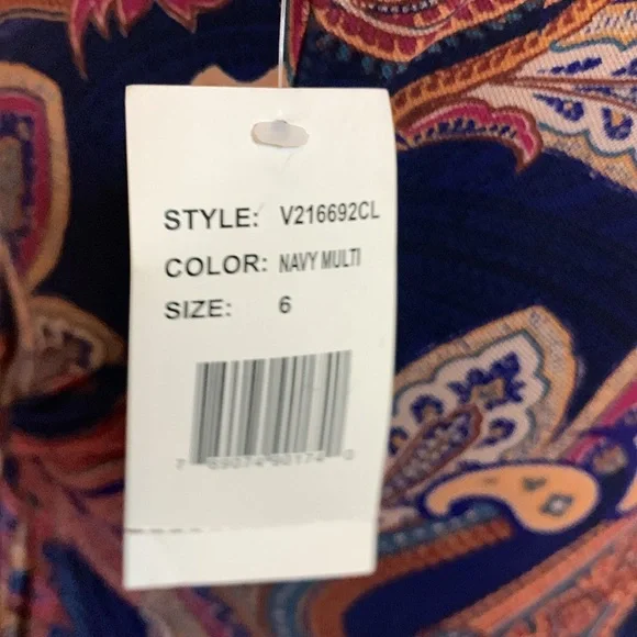 Ronni Nicole Blue & Pink Paisley Dress sleeveless size 6 PTP 18” length 47” NWT - Picture 7 of 14